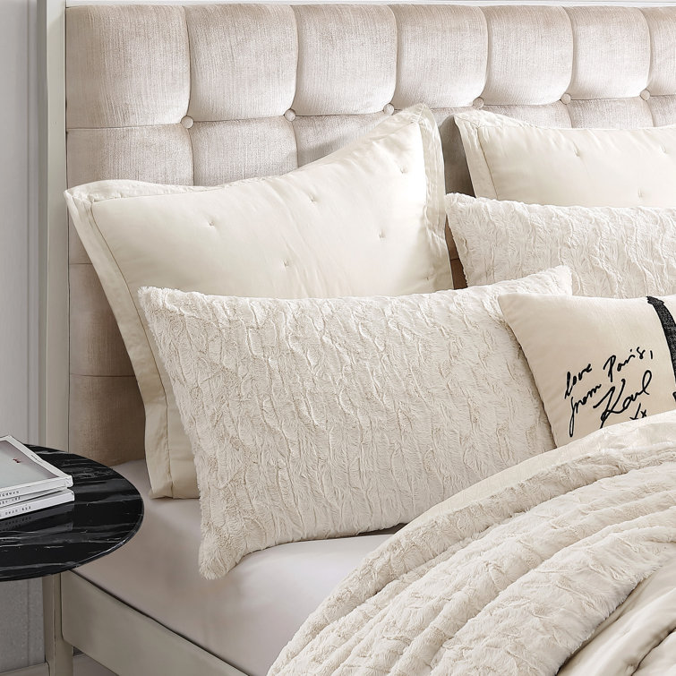 Karl Lagerfeld Paris Heavenly Faux Fur Comforter Set Ivory